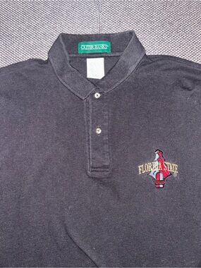 90s Florida State Seminoles Embroidered Logo Black Polo Shirt